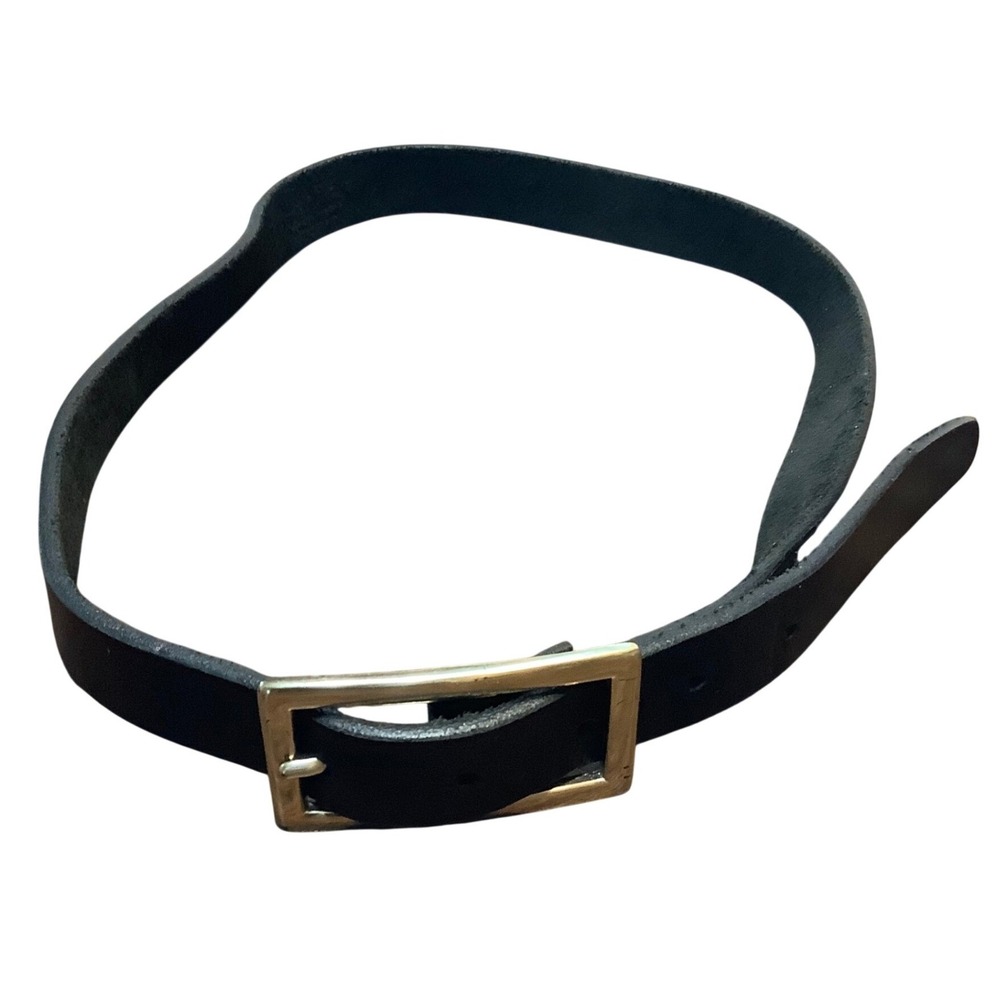 Vintage Classic‎ Black Leather Belt Silver Rectangular Buckle Minimalist Unisex